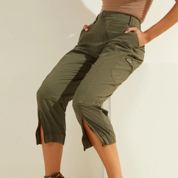 GUESS Hanlee Cargo Pants Military Green Pant - Size 0 - Picture 7 of 7